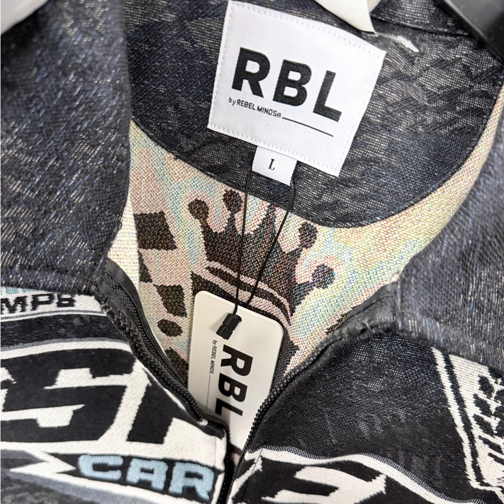 NWT RBL Speed Car Racing Men's Bomber Jacket - Black - Picture 5 of 5